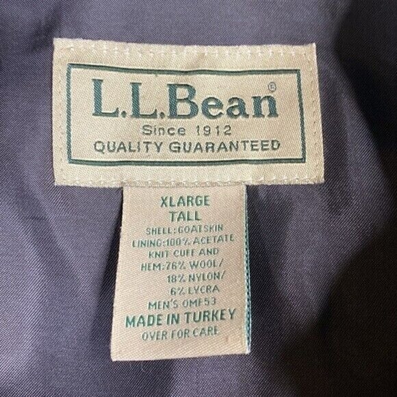 Vintage L.L. Bean Brown Goatskin Leather Bomber Flight Jacket Men's XL Tall - Picture 7 of 12